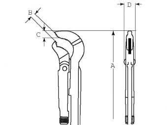 BAHCO 343 Ключ трубный 1 1/2"; губки "S"-образные закаленные; сталь Cr-V.