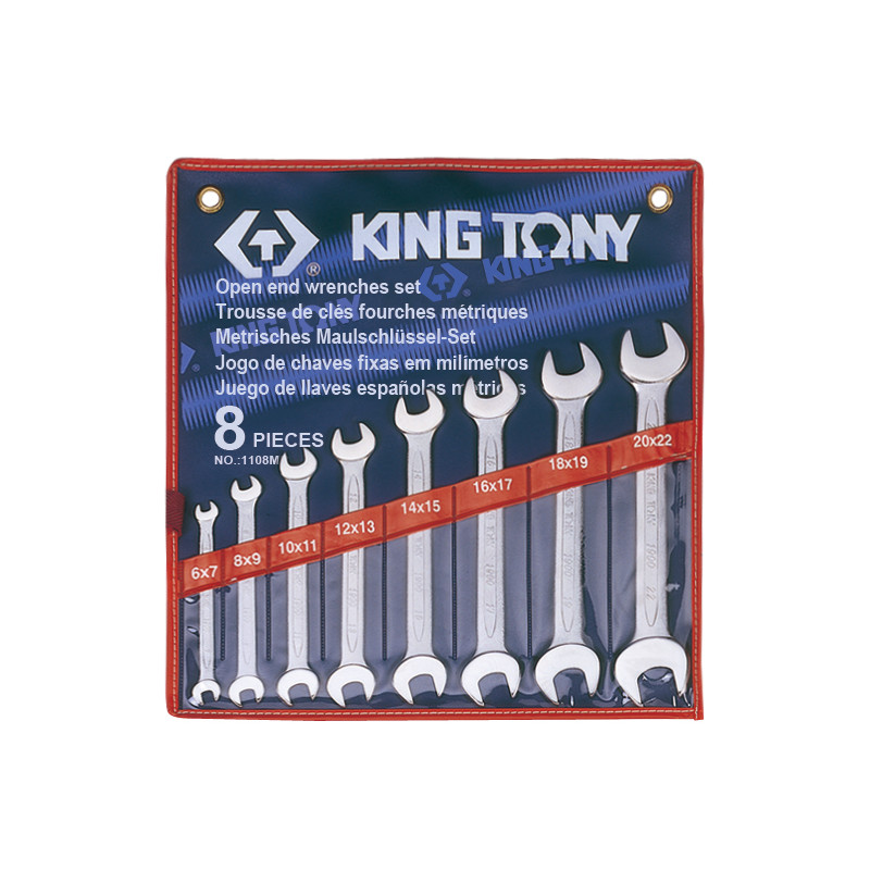 KING TONY Набор ключей рожковых 8шт. (6-22 мм) | 1108MR