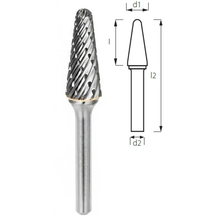Борфреза коническая скругленная PROFITOOL - 10х20х65x6 мм для высокопрочных сталей (L10206-6STEEL)