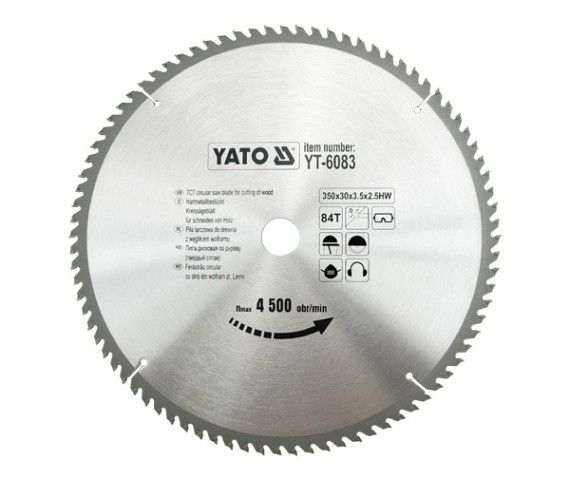 YATO Диск пиляльний победітовий по дереву YATO: 350х30х3.5х2.5 мм, 84 зубці, R.P.M до 4500 1/хв  | Y