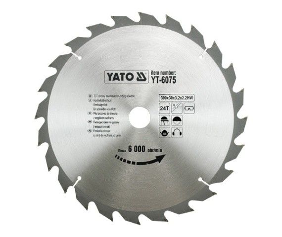 YATO Диск пиляльний победітовий по дереву YATO: 300х30x3.2x2.2 мм, 24 зубці, R.P.M до 6000 1/хв  | Y