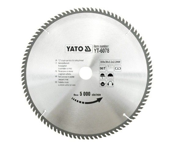 YATO Диск пиляльний победітовий по дереву YATO: 300х30х3.2х2.2 мм, 96 зубців, R.P.M до 5000 1/хв  | 