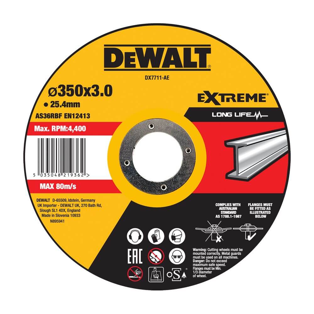 Круг відрізний DeWalt, EXTREME, сталь/металеві труби й профілі/кольорові метали, 350x3x25,4 мм