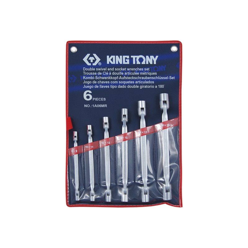 KING TONY Набор ключей торцевых с карданом 6ед (6-19мм) | 1A06MR