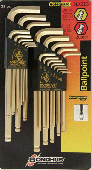 BONDHUS Набор ключей 6 гран.22 шт. .050-3 / 8 "+ 1,5-10 мм, сферич. серия GoldGuard, IP.