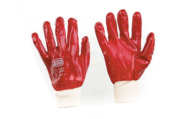 Перчатки с ПВХ покрытием р10 (красные манжет без хеддера) СИЛА