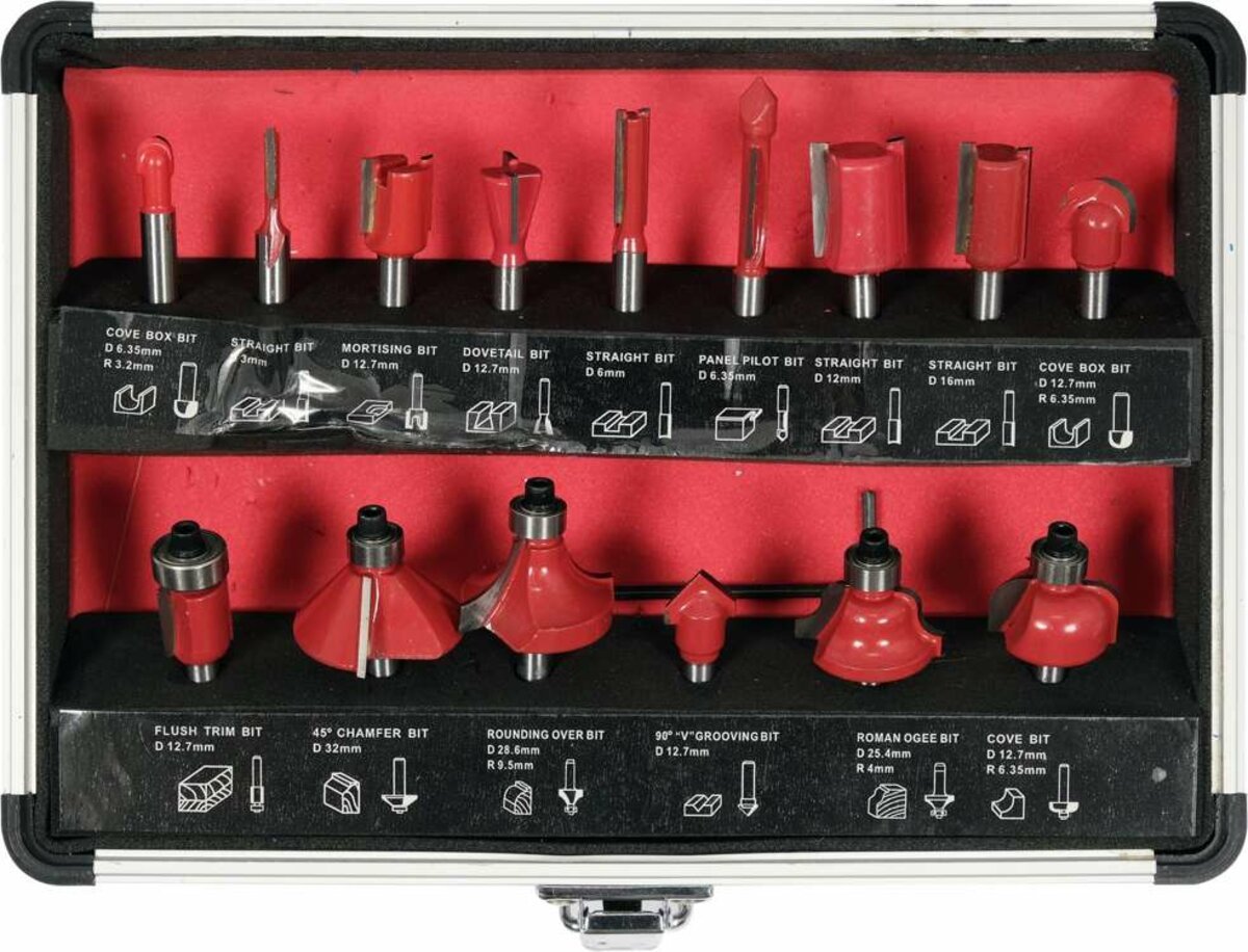 YATO Фрези по дереву YATO зі шпинделем Ø 6 мм, Ø= 3-32 мм, 15 шт  | YT-68007