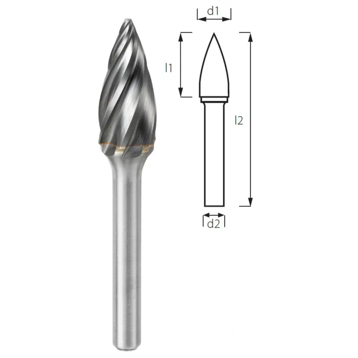Борфреза сфероконическая заостренная (снарядная) PROFITOOL - 3х14х38x3 мм (G03123-3)