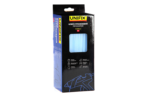 Клей стержневой прозрачный 7.0х200мм 1кг (116 шт) (коробок) UNIFIX