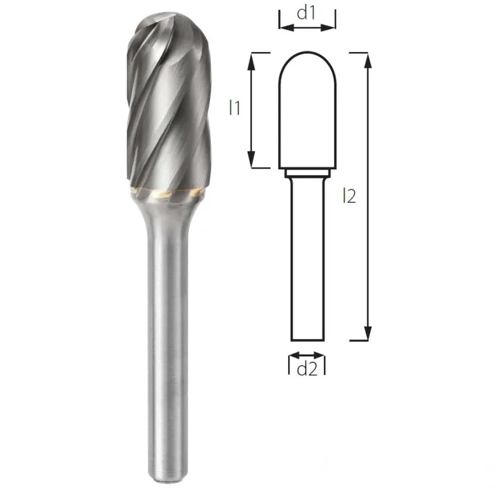 Борфреза цилиндросферическая PROFITOOL - 8х20х64х6 мм (C08206-3)