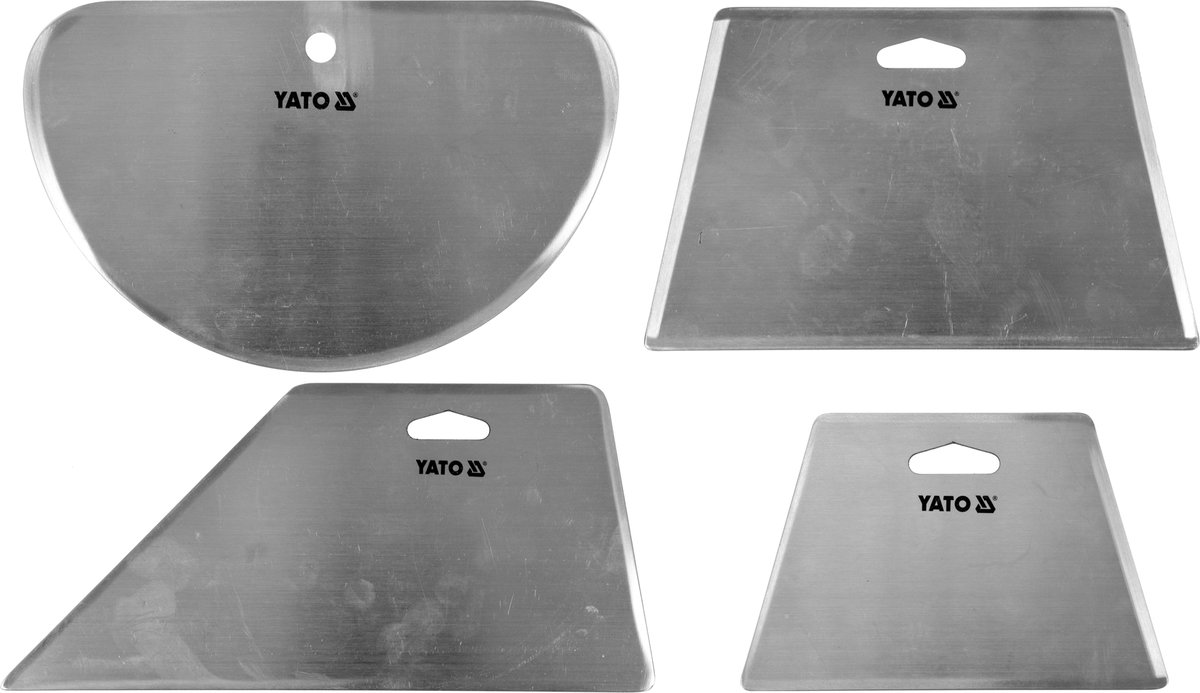 YATO Скребки столярні з нержавійочої сталі YATO : 205х98 мм, 160х100 мм, 120х80 мм, 100х160 мм, 4 шт