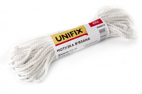 Веревка вязаная 5мм, 15м белая UNIFIX