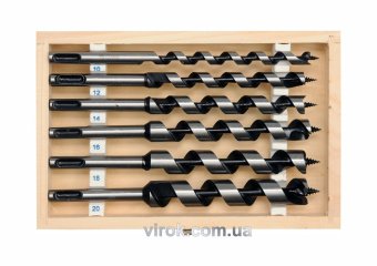 YATO Свердла спіральні по дереву YATO : Ø= 10-20 мм, L= 200 мм. Набір 6 шт.  | YT-3300