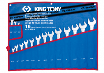 KING TONY Набор ключей дюймовых 16шт. (1/4"-1-1/4") | 1216SRN