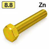 Болт DIN 933 M4x20 8,8 цинк жовтий
