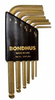 BONDHUS Набор ключей шестигранных 6 шт., 1,5 / 2,0 / 2,5 / 3,0 / 4,0 / 5,0 мм, сферич, удлиненные