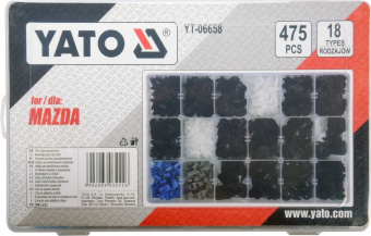 YATO Шпинки для автосалоної обшивки MAZDA YATO, різні, 18 типорозмірів, 475 шт.  | YT-06658