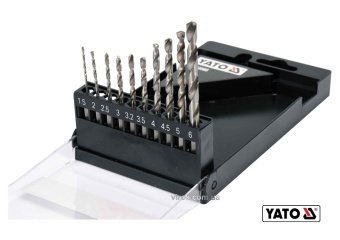 YATO Набір свердл по металу YATO: HSS6542, Ø=1.5-6мм,HEX-1/4",для нерж.,конструкт.сталі, 10 шт в фут