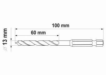 YATO Свердло по дереву YATO : Ø13 x 100/60 мм, хвостовик- HEX 1/4", HSS 4241  | YT-33868