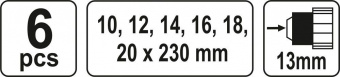 YATO Свердла спіральні по дереву YATO : Ø= 10-20 мм, L= 230 мм. Набір 6 шт.  | YT-3298