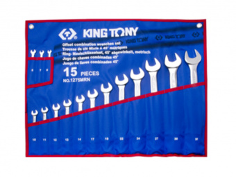 KING TONY Набор ключей комби 15шт. (6-32 мм) чехол из теторона | 1215MRN02