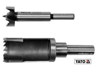 YATO Свердла по дереву: коронка і фреза YATO : Ø=25 мм, l=110/90 мм- коронка/фреза, 2 шт  | YT-33832