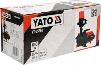 YATO Насос для води поверхневий мережевий YATO: 600Вт, 3100 л/год, макс.висота-35 м, макс.глибина-9 