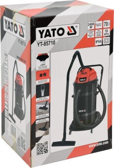 YATO Порохотяг промисловий мережевий YATO : 2400 Вт, збірна ємність- 70 л  | YT-85710