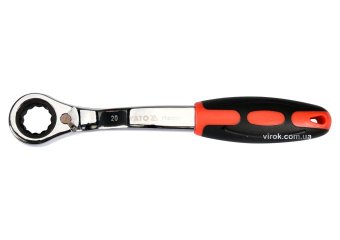 YATO Ключ накидний, вигнутий з тріщаткою YATO: М20, HRC 42-48, Cr-V, з прогумованою ергономічною руч