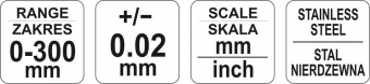 YATO Штангенциркуль YATO : L= 300 мм, точність ± 0,02 мм  | YT-72004