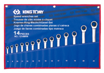 KING TONY Набор ключей комби с трещоткой 14 ед. (8-24мм) | 12114MRN