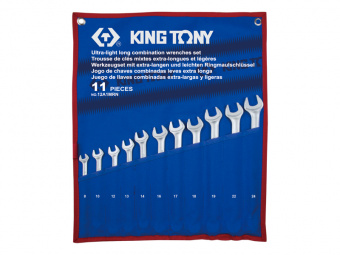 KING TONY Набор ключей комби удлиненных 11ед. (8-24 мм) чехол из треатона | 12A1MRN