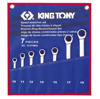 KING TONY Набор ключей комби с трещоткой 7 ед. (10-19мм) | 12107MRN