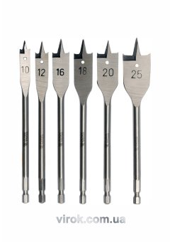 YATO Свердла перові по дереву YATO: 6-гранний хвостик HEX-1/4", Ø=10-25 мм, L=152 мм. (Набір/6 Шт.) 