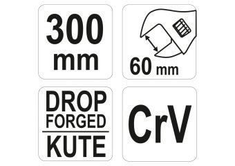 YATO Ключ розвідний : L= 300 мм. з розводом губ- 60 мм. Сr-V