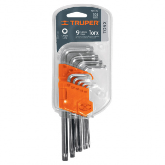 TRUPER TORX-9L Набір ключів Torx подовжені у пластиковій кассеті, 9шт.