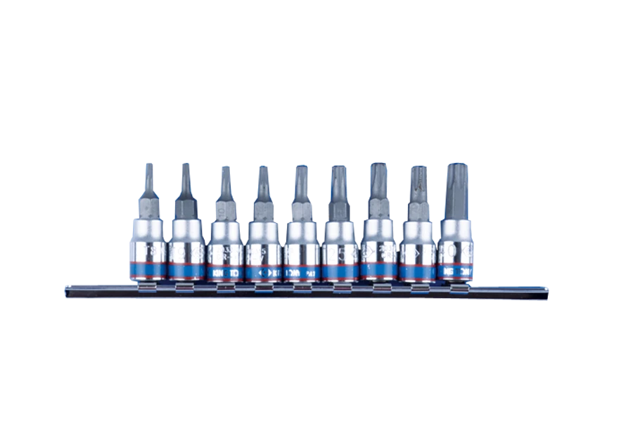 KING TONY Набор TORX 1/4" 9 ед. в держателе T8-T40 с отверстием (на планке) | 2119PR