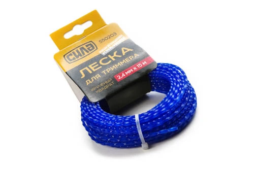 Леска для триммера 2,7мм крученый квадрат 15м СИЛА