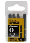 Набір біт DeWALT, ударні, IMPACT TORSION EXTREME, Pozidriv, Pz3, L=57 мм, 5 шт