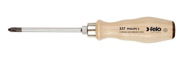 FELO Отвертка ударная PZ1х80х95 мм деревянная ручка // 33610290
