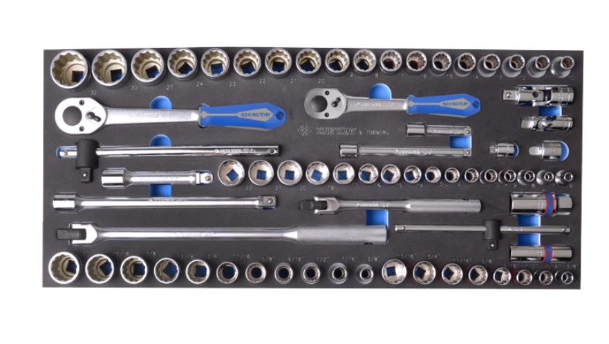 KING TONY Набор торцевых головок 1/2" и 3/8" 70 предметов (EVA ложемент) | 9-7069CRV