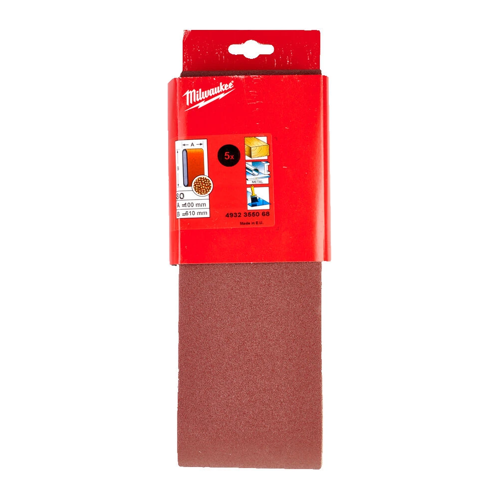 MILWAUKEE Шлиф. лента 100х610 зерно 80 (5 шт) | 4932355068