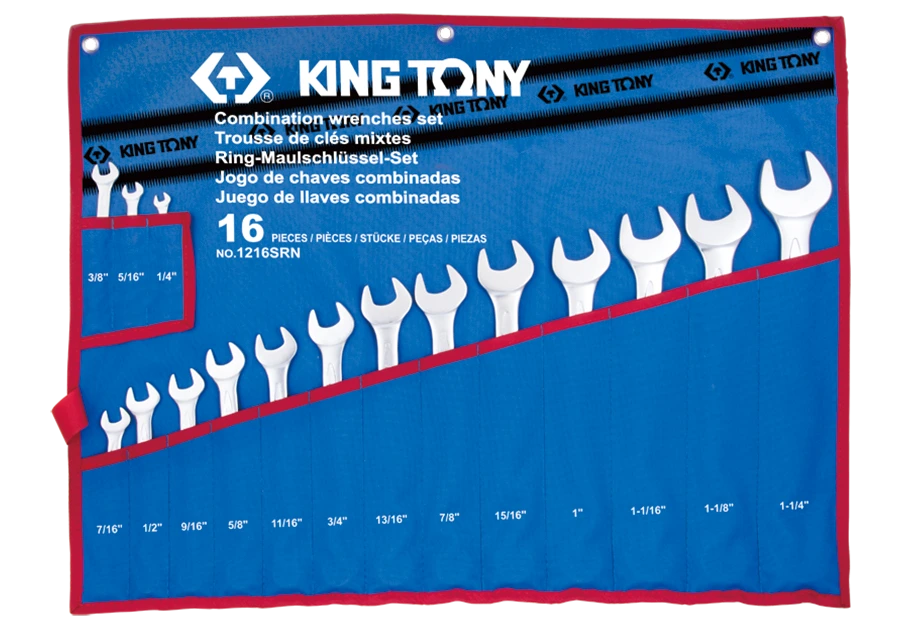 KING TONY Набор ключей дюймовых 16шт. (1/4"-1-1/4") | 1216SRN