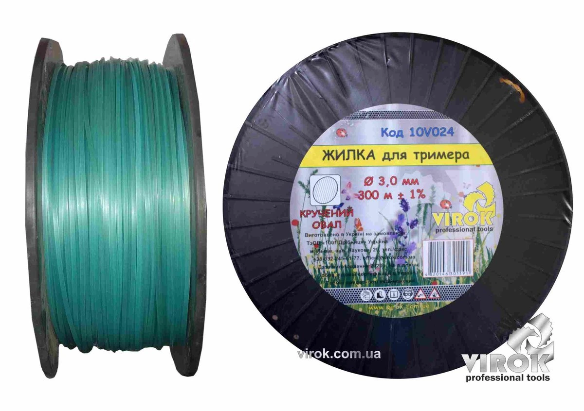 VIROK Жилка для тримера "Кручений ОВАЛ" TM : Ø= 3.0 мм, l= 300 м (бобіна) | 10V024