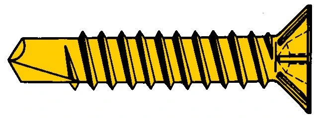 Саморез желтый со сверлом с насечками 3,9х19