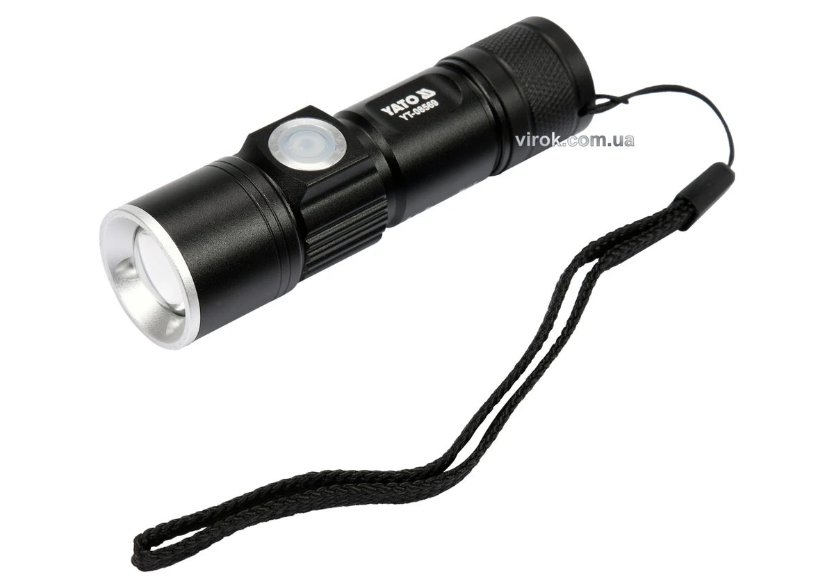 YATO Ліхтар світлодіодний (XTE CREE) YATO, акумулят. Li-Ion 650мА, Р= 5Вт, Ф= 350lm. Ø=27мм x94мм  |