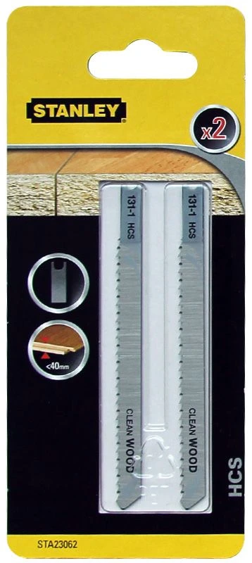 STANLEY STA23062 Набор из 2-ух полотен для лобзика. Посадка U-образная. Тип HCS. Обратное полотно.