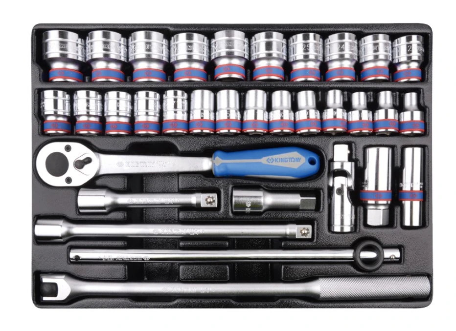 KING TONY Набор торцевых головок 1/2" с принадлежностями, ложемент, 33 предмета | 9-4333MR03