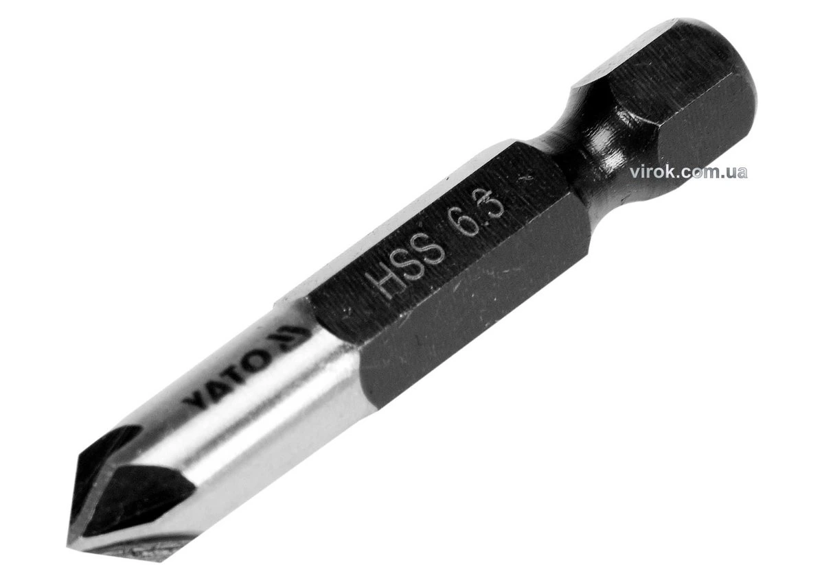 YATO Зенкер конічний по металу YATO : HSS, Ø= 6.3 мм, l= 40 мм, 5 пругів, HEX- 1/4"  | YT-44721