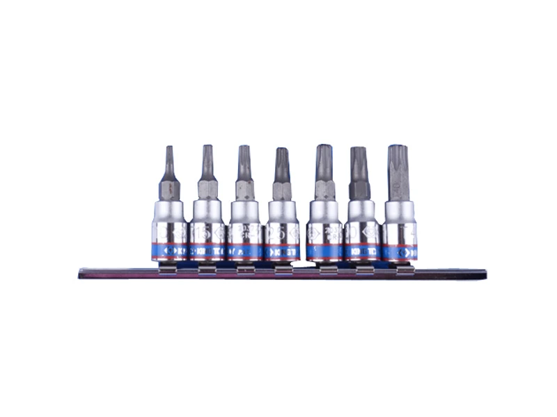 KING TONY Набор TORX 1/4" с отверстием 7 ед. в держателе (на планке) | 2107PR